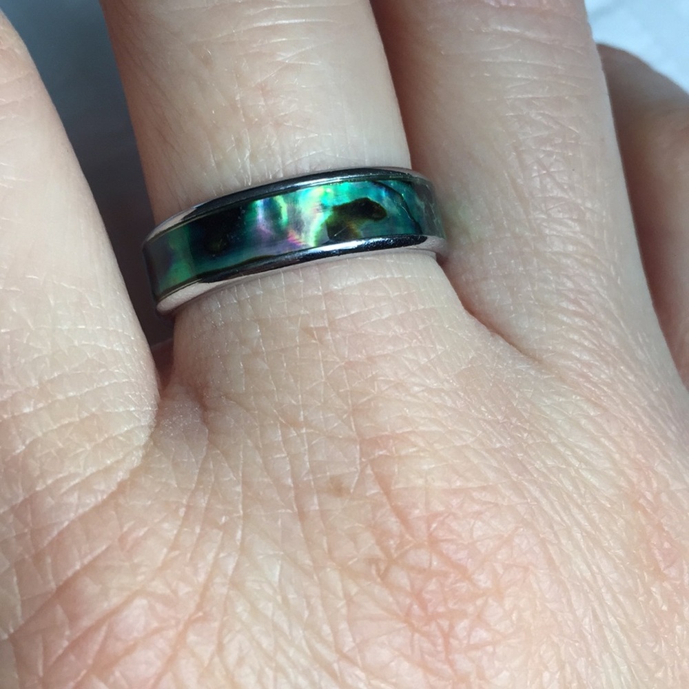 Abalone Look Band Ring, Size 9